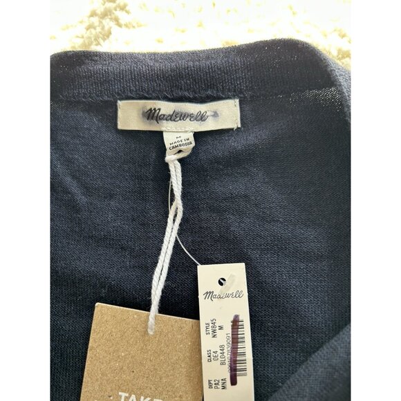 Madewell Merino Wool-Silk Blend Boat-Neck Sleeveless Knit Sweater Top Black Sz M - Picture 12 of 16